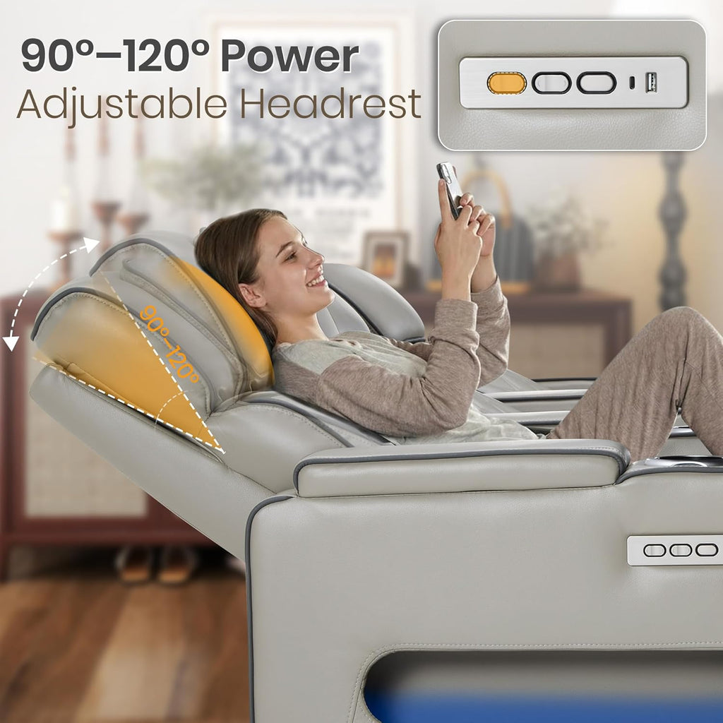 Home Theater Seating, Movie Theater Chairs Recliner Sofa with Power Headrest, Individual Electric Seat Control