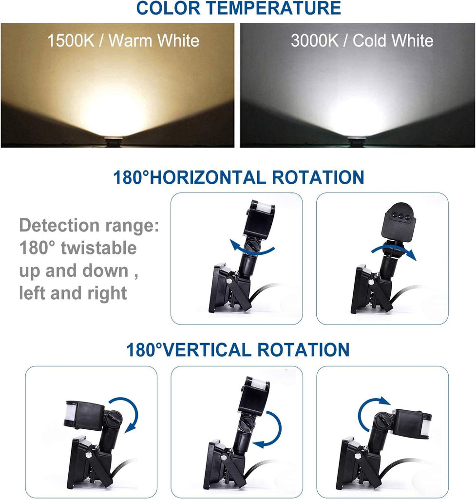Motion Sensor Flood Lights Outdoor,10W Induction LED Lamp, IP65 Waterproof Spotlight,6500K LED Sensor