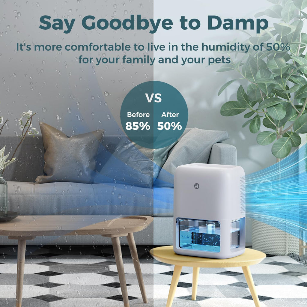 60 OZ Dehumidifiers for Home, Dual-Semiconductor Quiet Dehumidifier with Timer Sleep Mode Auto