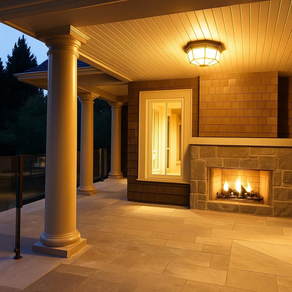 10.6" Octagonal Outdoor Flush Mount Ceiling Light, 13W 3000K 1250 Lumen Farmhouse Lantern