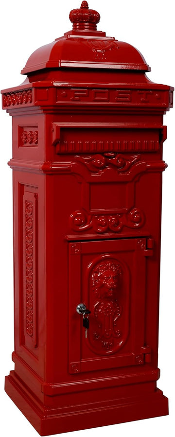 Vintage Large-Capacity Cast Aluminum Mailbox, Outdoor Weatherproof Floor Standing Postbox