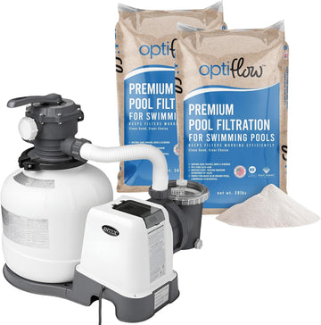 26647EG Krystal Clear 2800 GPH Sand Filter Pump for Above Ground Pools Bundled with OptiFlow 2 Pack Premium Pure