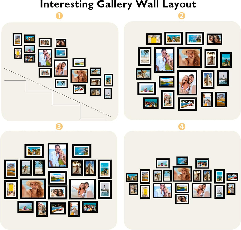 20 Packs Picture Frames Collage Wall Decor for Wall Hanging or Tabletop Display, Gallery Wall Frame Set for Family