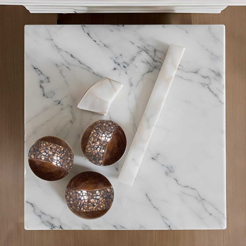 Schonwerk Brown Walnut Decorative Orbs for Bowls and Vase Fillers (Set of 3) Resin Sphere Balls for Living, Dining