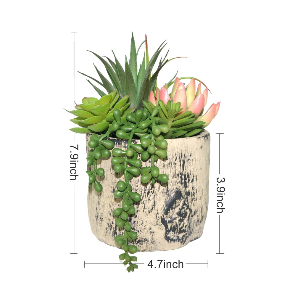 Succulents Plants Artificial, Faux Succulent Plants in Elegant Ceramic Pot Assorted Faux Potted Succulent Plant