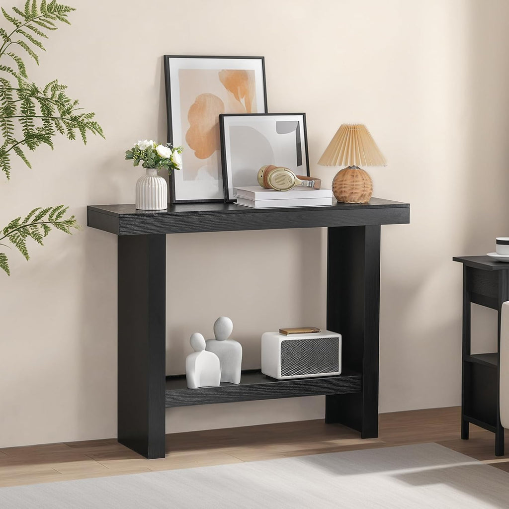 Console Table, 39.4'' Black Rectangular Entryway Table, Modern Console Table with Storage, Sofa Tables , Foyer