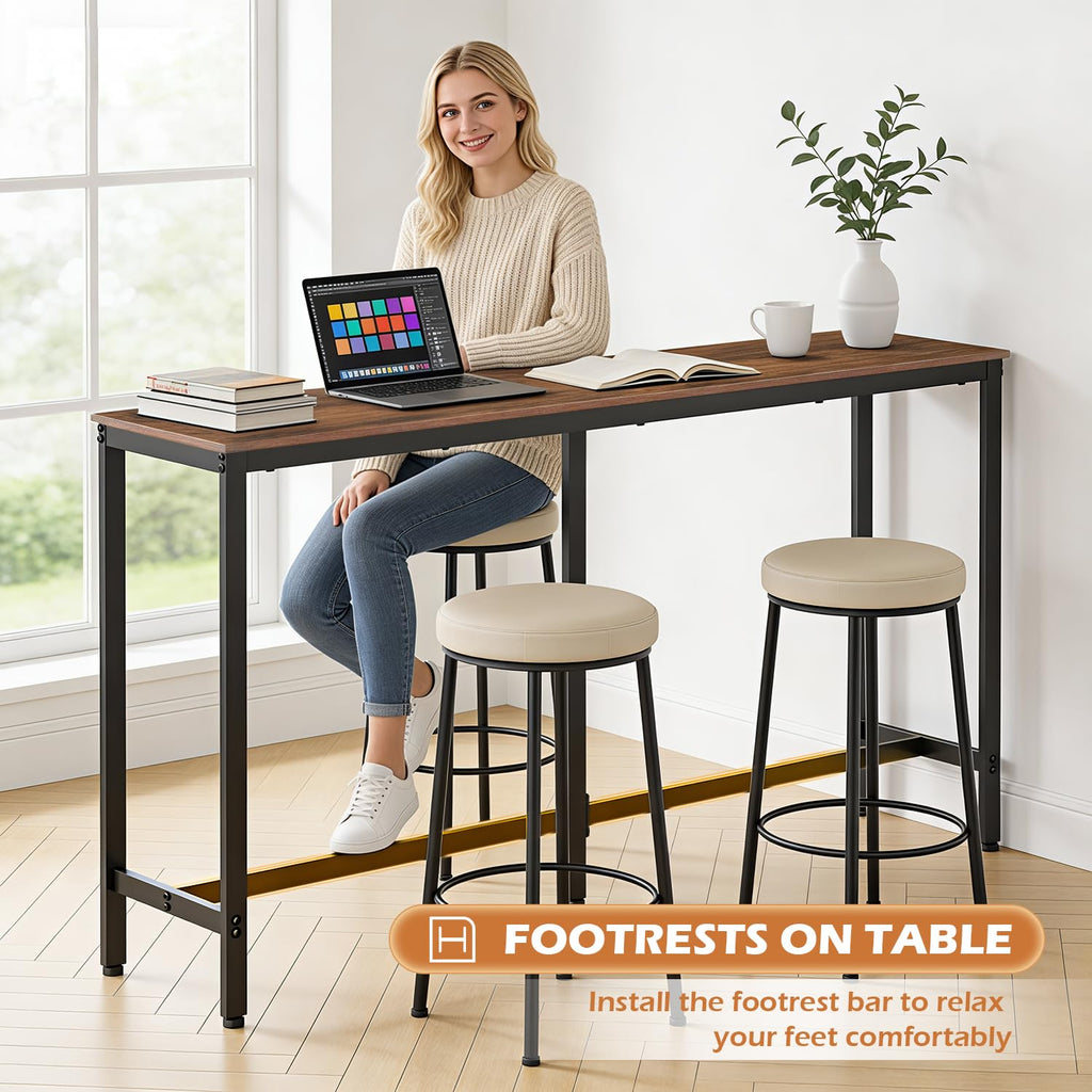 71" Bar Table, Bar Height Pub Table with Sturdy Legs & Adjustable Foot Pads, Counter Height Dining Table for Bar