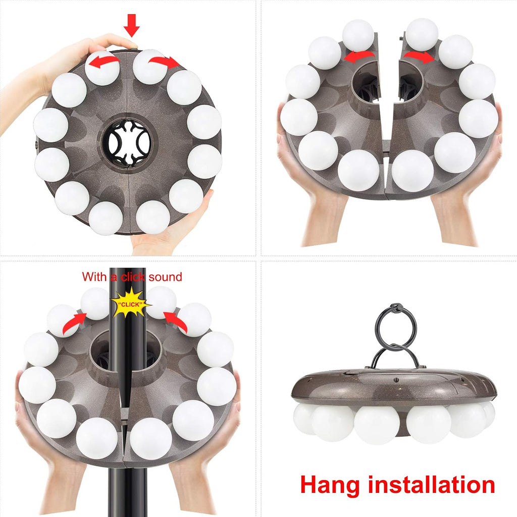 Patio Umbrella Light, 3xD Battery Operated Umbrella Pole Light with Remote 80Ft Through Wall, 12 Bulb 60 LEDs, 4 Modes