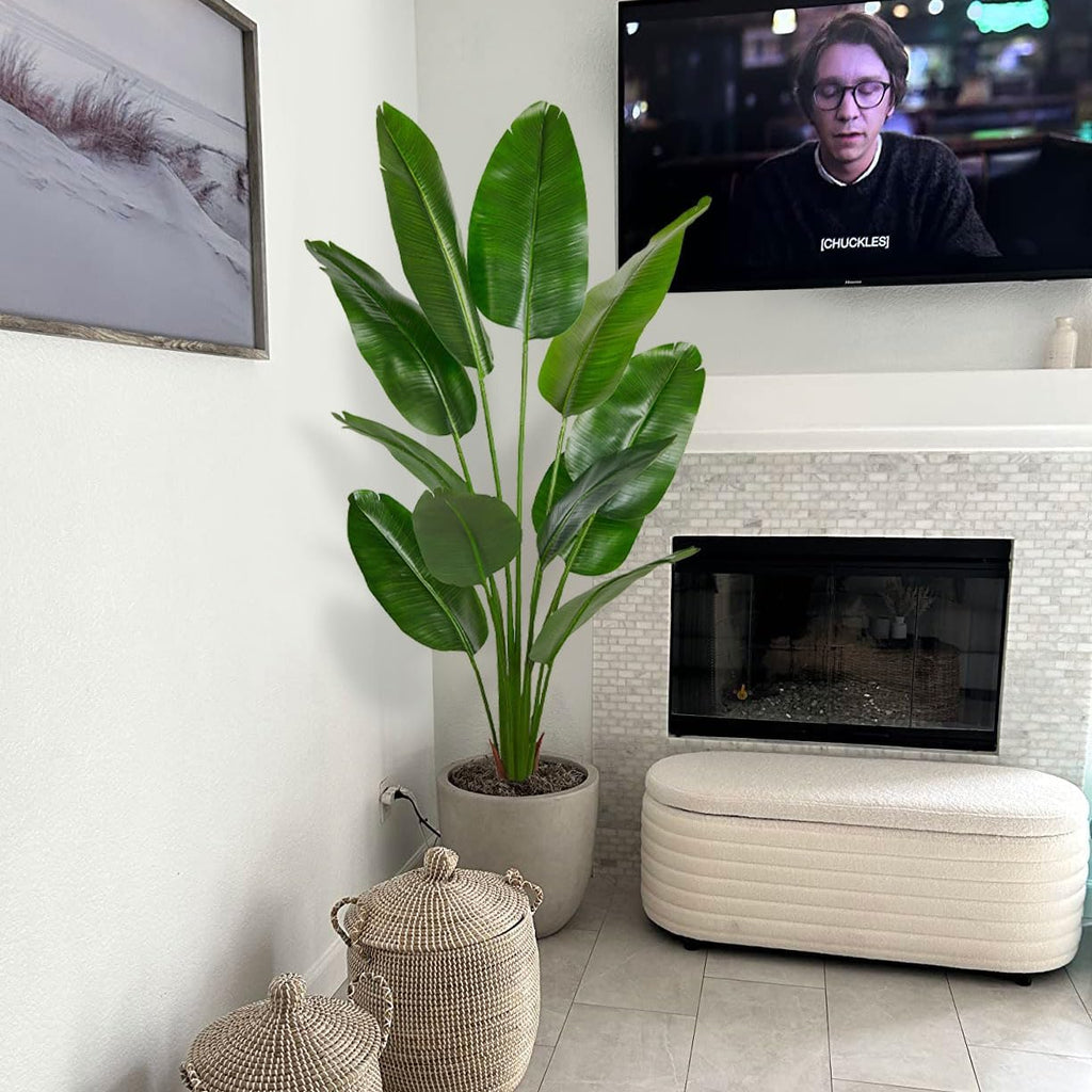 6ft Artificial Bird of Paradise Tree Decor, 6 Feet Faux Floor Plant Fake Silk Banana Leaf Tropical Trees with Pot for