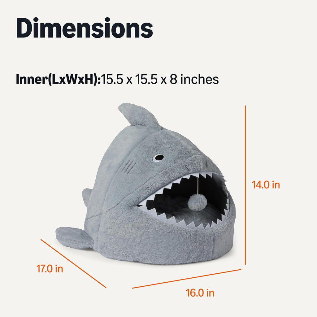Shark Shape Cat House for Indoor Cats, Enclosed Design Helps Reduce Anxiety in Nervous Pets