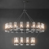 Wagon Wheel Chandelier, 30-Lights Black Chandelier with Glass Shade,60 Inch Large Round Industrial High Ceilings Pendant Lighting Fixture for Dining Room, Living Room, Kitchen Island, Foyer A115-B0DNQLSNVD