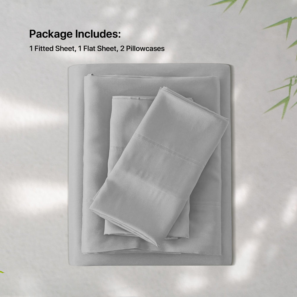 100% Rayon Viscose Derived from Bamboo Sheets Set - Gray King Size 4 Piece- Hotel Luxury Silky-Smooth Feel, Cooling