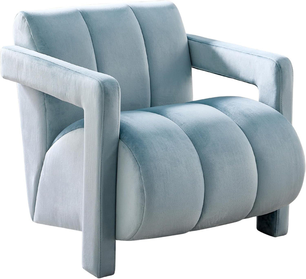 Velmor Contemporary Velvet Accent Armchair, Blue