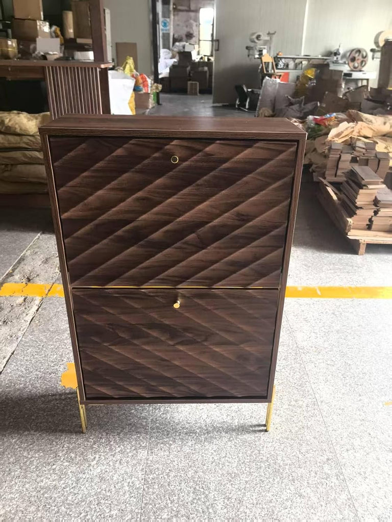 23.6 Inch Shoe Cabinet Storage Furniture: Mid-Century Modern Freestanding Organizer with Adjustable Shelves &