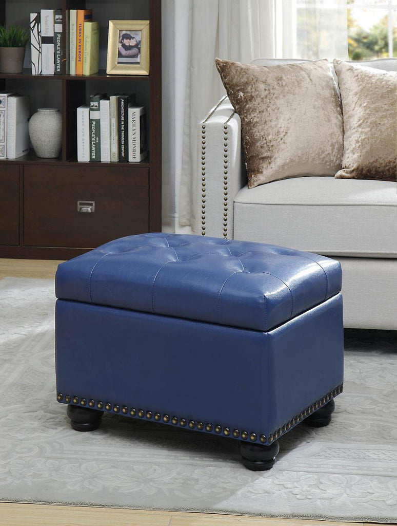 Designs4Comfort 5th Avenue Upholstered Storage Ottoman 24" - Contemporary Foot Stool and Seat with Hinged Lid, Den