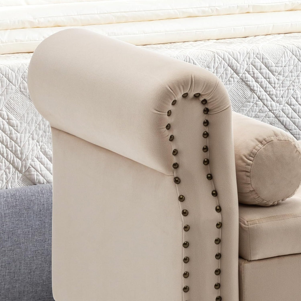 67" End of Bed Storage Bench King Size, Storage Bench , Velvet Bed Bench with Storage Upholstered Tufted Storage