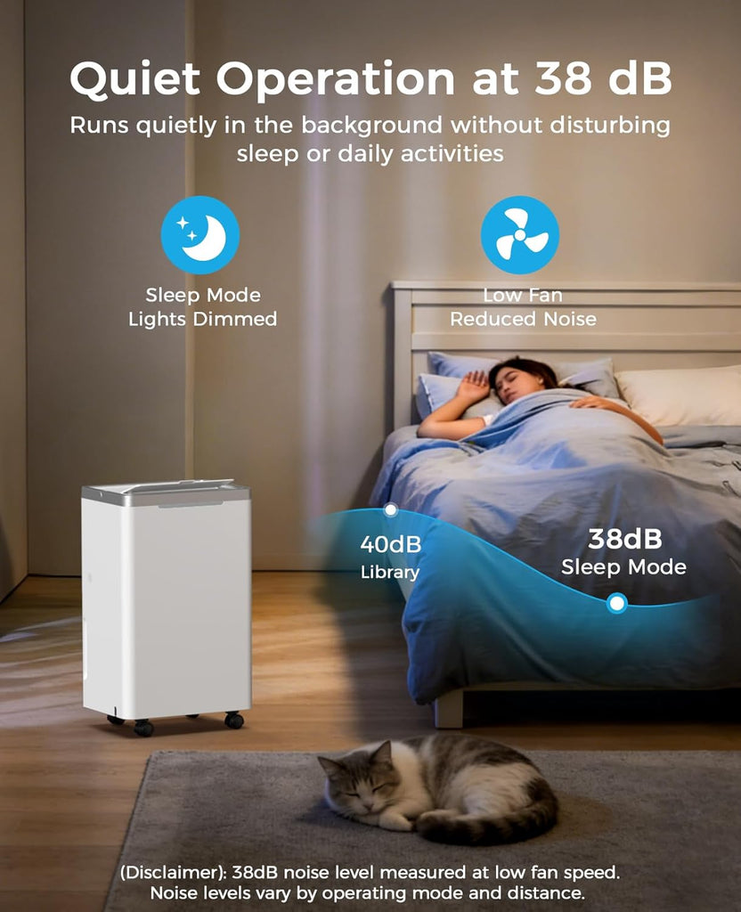 34 Pints/Day Dehumidifier for Basement, 2500 Sq. Ft Dehumidifiers for Home with Drain Hose