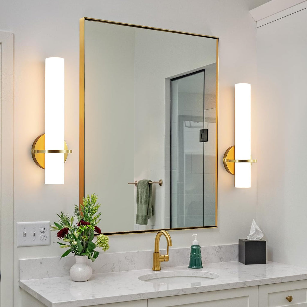 Wall Sconces - 15 inch Gold Wall Sconces Set of Two Modern Bathroom Sconce 15W Dimmable LED Wall Sconce Light with