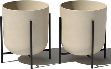 Mason Series Raised Lima Planter - Round Planter with Stand | Made From a Durable Plastic-Stone Composite & Comes