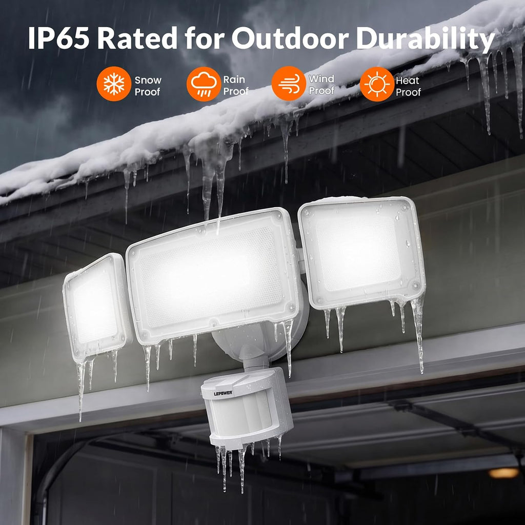 LED Security Light Motion Sensor Outdoor Lights, Bright 38W 4200LM | 72 FT Range, IP65, Easy to Install, 180° Motion