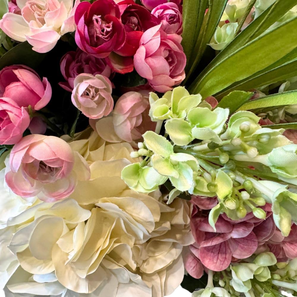 Faux Floral Arrangement, Large-Size Premium Artificial Indoor Flower Display with Beautiful Blooms
