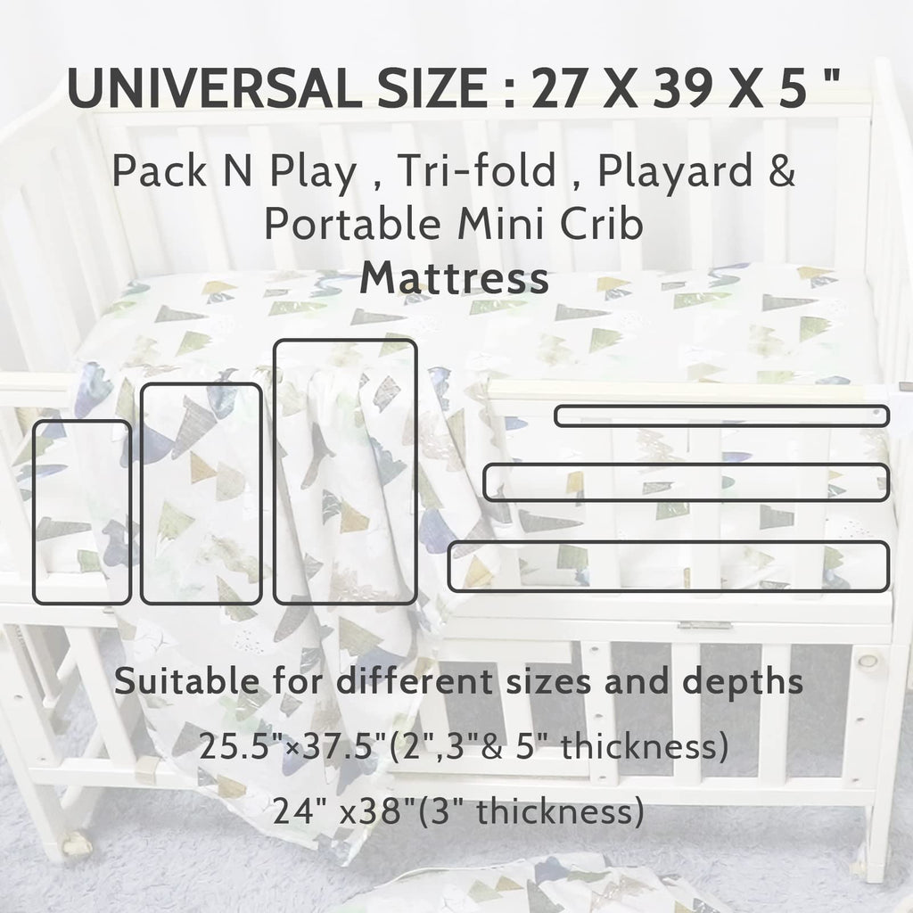 Mini Crib Sheets Mountain Pack N Play Sheets Soft Breathable Portable Playard Cover for Baby Boy