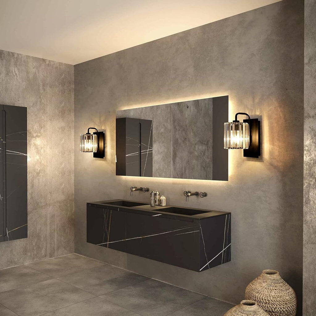 Crystal Wall Sconces,Black Sconce Wall Light Fixtures Modern Sconces Wall Lighting Single Indoor Wall Sconce for