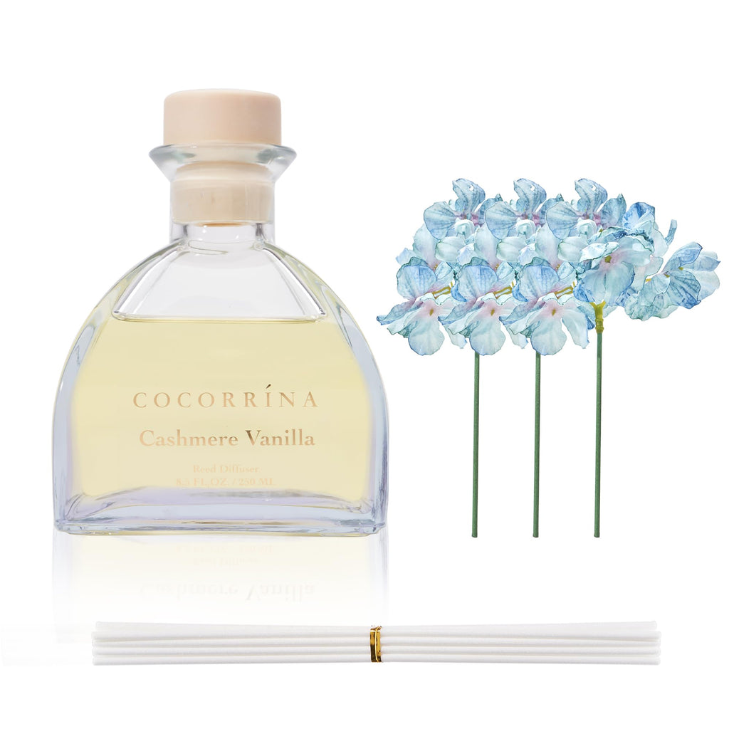 Reed Diffuser - 8.5 Oz Cashmere Vanilla Reed Diffuser with 8 Sticks Bathroom Shelf Decor (Simple Luxe Collection)
