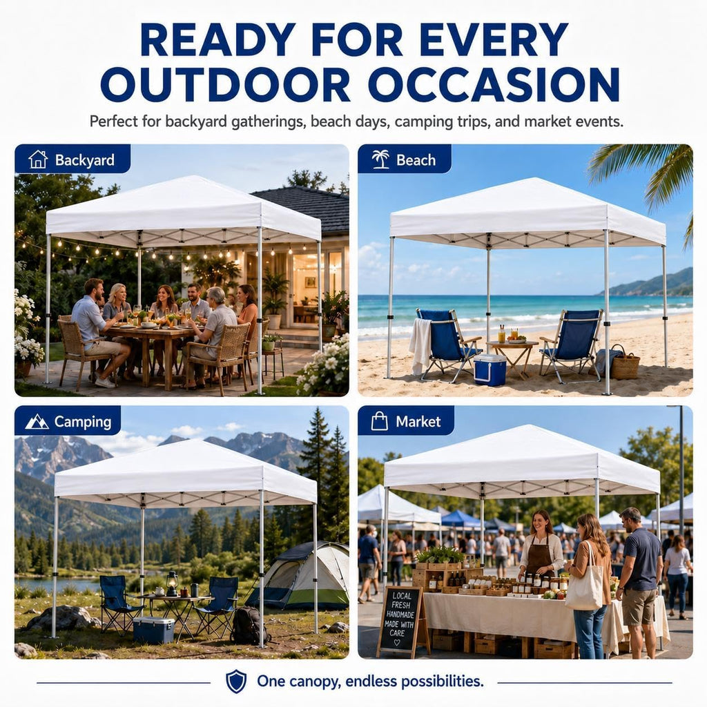 10x10 Pop Up Canopy Tent 1-Button One Person Quick Setup