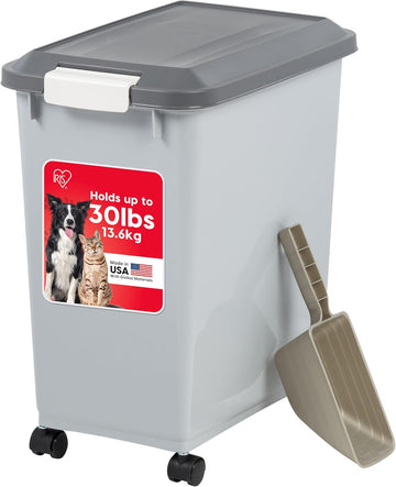 USA Dog Food Storage Container, Up to 30 lbs, Gray/Dark Gray