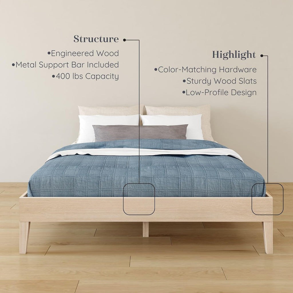 Bear Platform Bed (Queen), Oak Embossed Natural