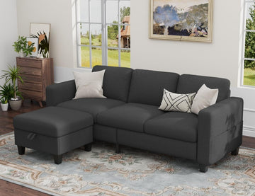 Sectional Couches for Living Room Convertible 78" Small L Shaped Grey Couch 3 Seater Sofas with Storage Removable