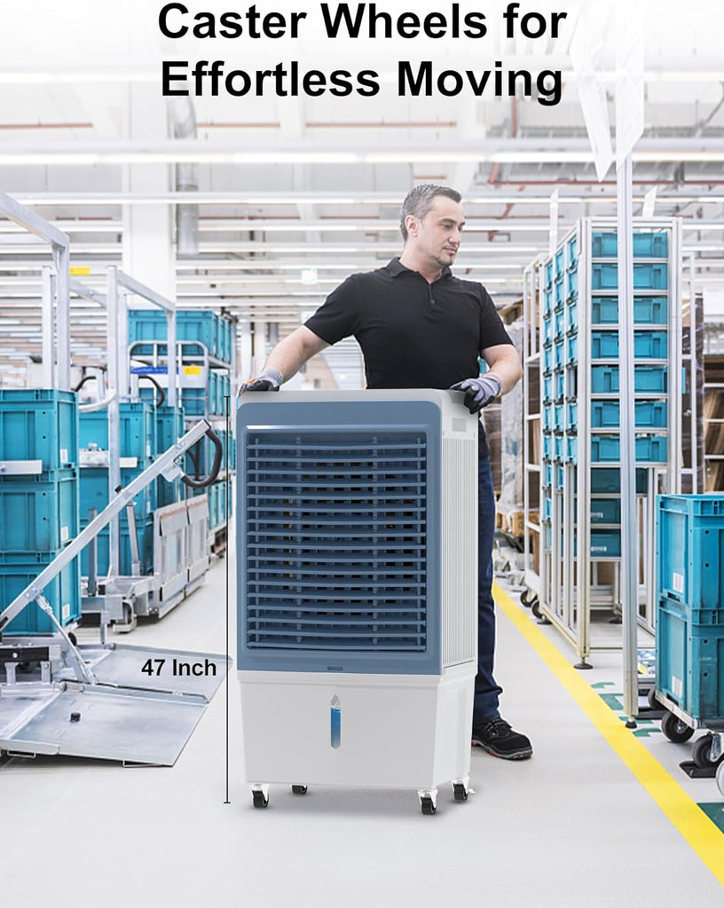 6000 CFM Swamp Cooler Air Conditioner, Outdoor Evaporative Air Cooler with 13.5 Gal Water Tank, Remote