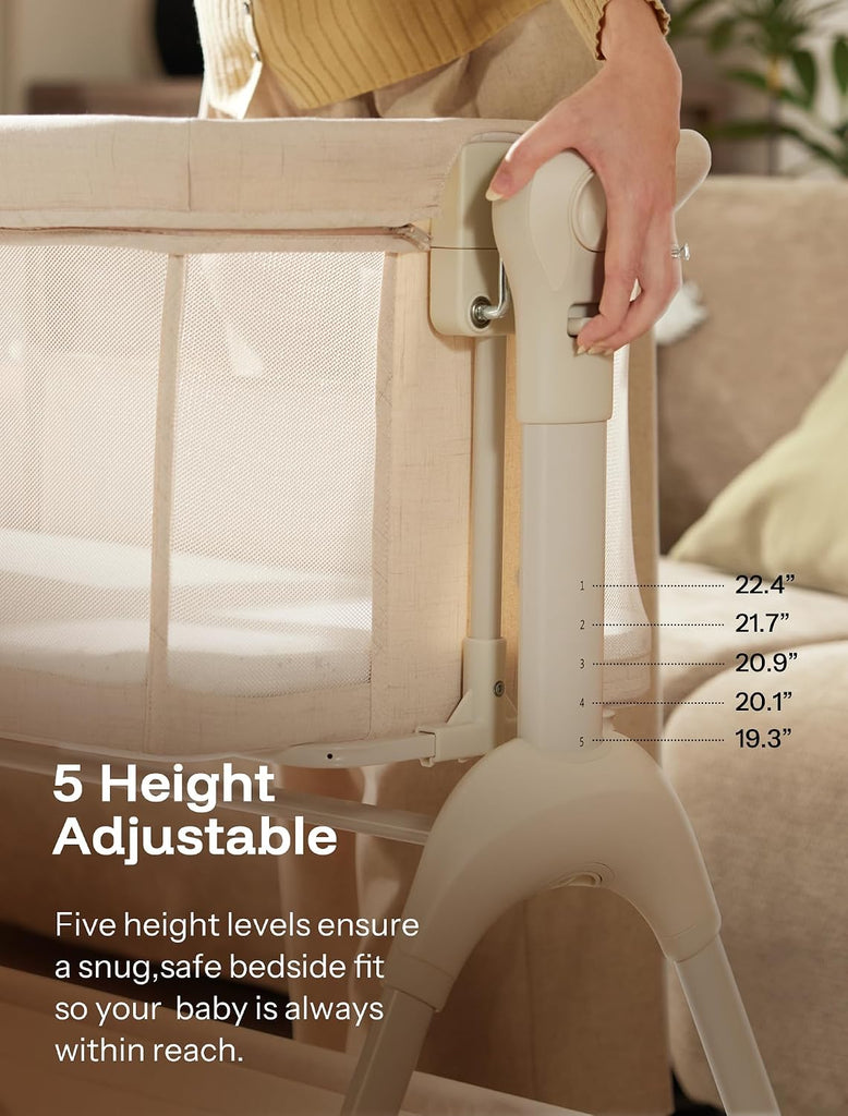 Cuddly Sway Baby Bassinet Bedside Sleeper, 3 in 1 Rocking Bassinet | Full Mesh Sides, Memory Foam Mattress, Cotton