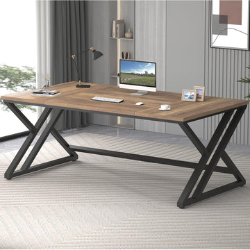 Rustic Large Computer Desk, 70" Industrial Extra Long Home Office Desk
