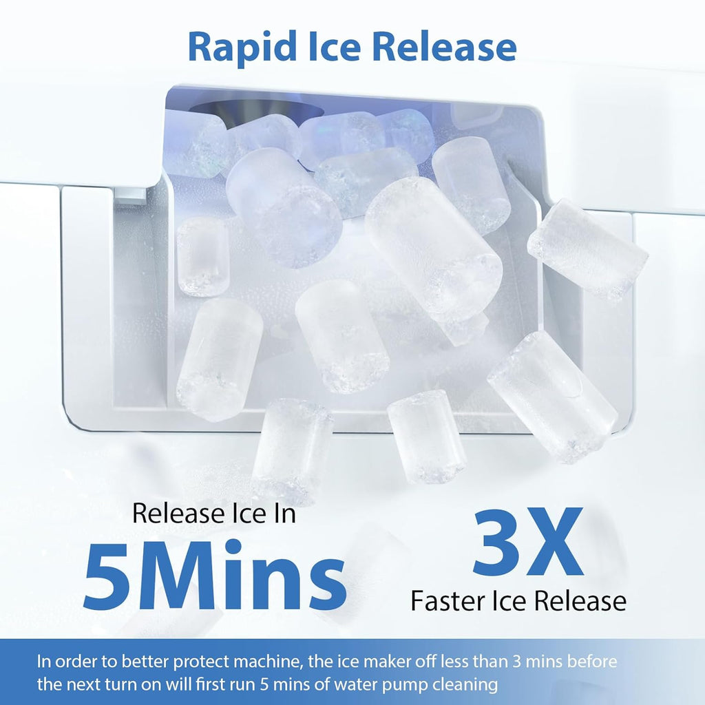Nugget Ice Maker Countertop, 55lbs/Day, Rapid Ice Release in 5 Mins, Large Capacity Chewable Ice Maker, Self-Cleaning