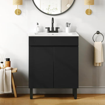 24" Compact Bathroom Vanity with Sink - Space-Saving Vanity Cabinet for Small Bathrooms