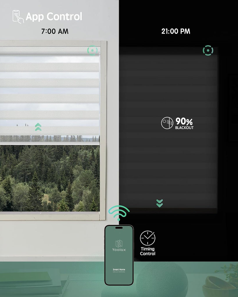 Motorized Zebra Blinds with Remote, Room Darkening Smart Blinds Work with Alexa, Apple Home, Google Home, Electric