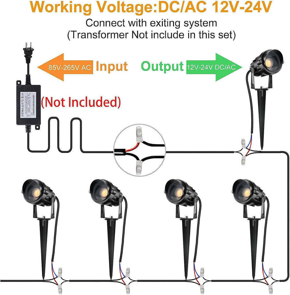 Low Voltage Landscape Lights with Connectors Outdoor: 7W 700LM LED Landscape Lighting for Tree Garden Yard Pathway |