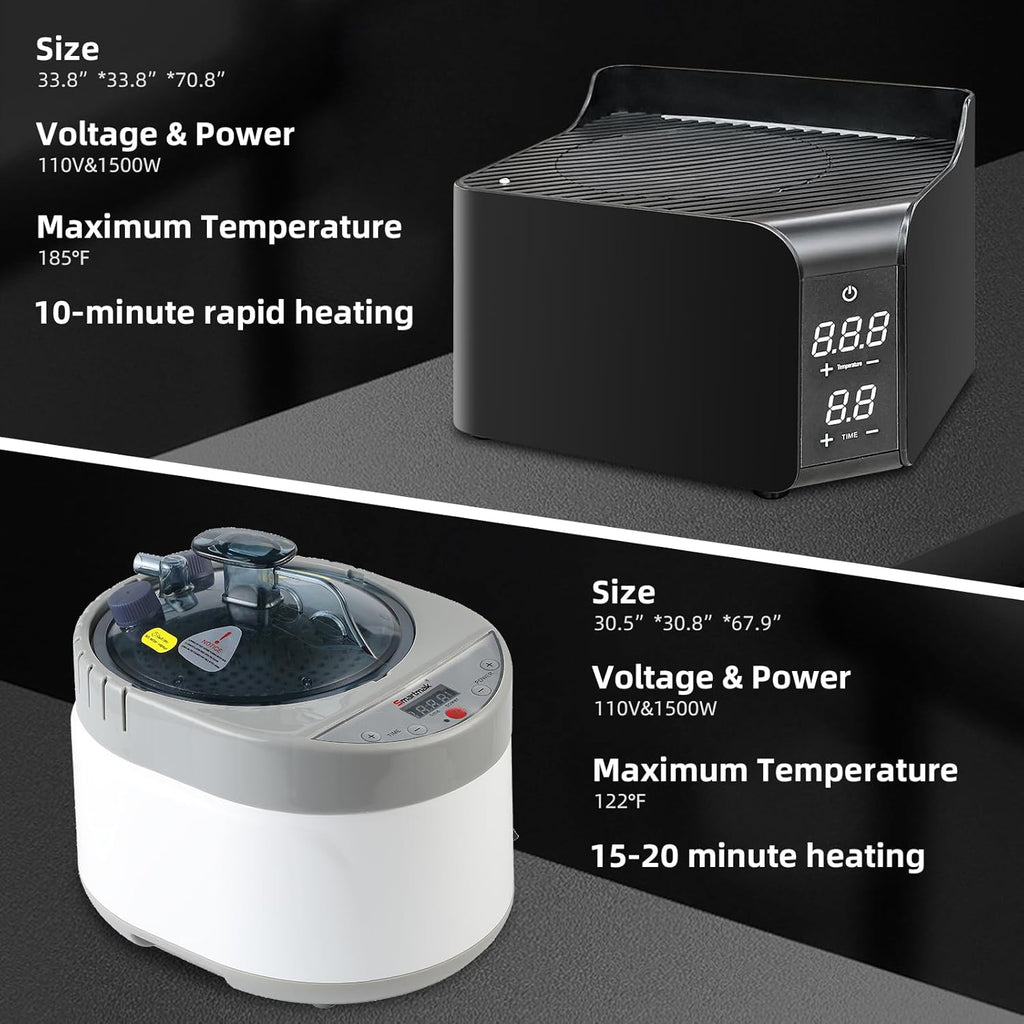 Smartmak Portable Hot Air Sauna, 1 Person Dry Sauna Tent, Home Indoor Sauna Box, 1500W & 149°F Hot Air Sauna