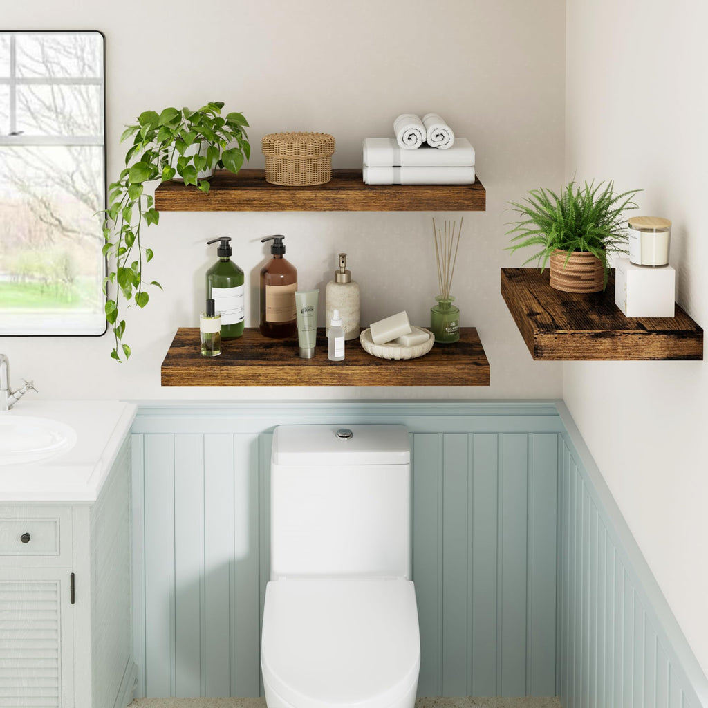 Long Floating Shelves for Wall 2Pack|Rustic Brown|55" Lx12 D