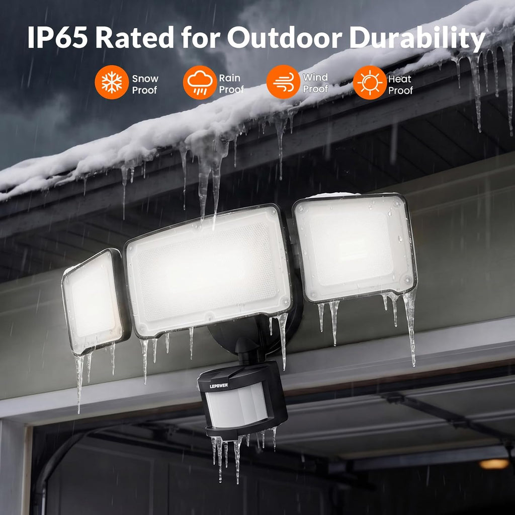 LED Security Light Motion Sensor Outdoor Lights, Bright 38W 4200LM | 72 FT Range, IP65, Easy to Install, 180° Motion
