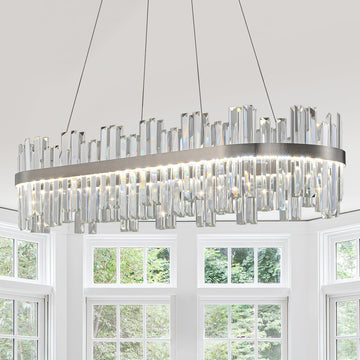 Nickel Led Modern Crystal Chandelier,Rectangle Chandeliers
