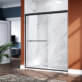 Double Sliding Shower Door 48 in. W x 72 in. H, Semi-Frameless Glass Shower Screen Panel 1/4" Clear Glass