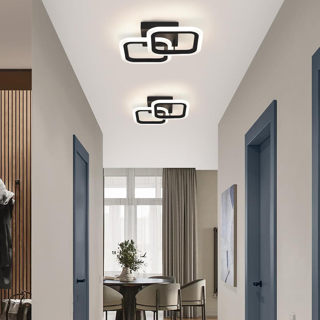 Black Led Ceiling Light,4500K Daylight White Modern Hallway Light Fixtures, Acrylic Indoor LED Ceiling Light Fixtures