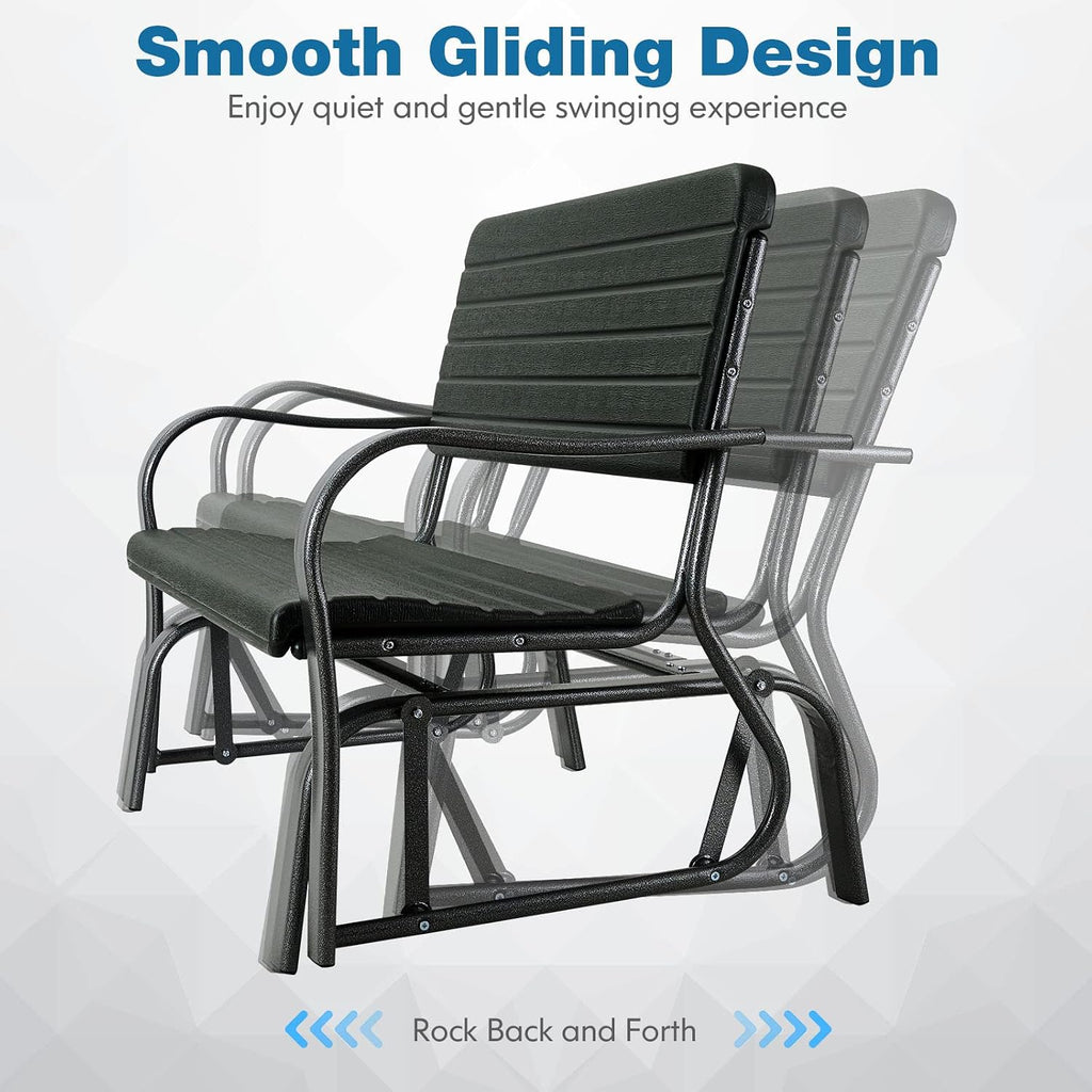 Outdoor Gliders for Outside Patio - Porch Glider w/Steel Frame, Weather Resistance HDPE Back & Seat, 600Lbs Capacity