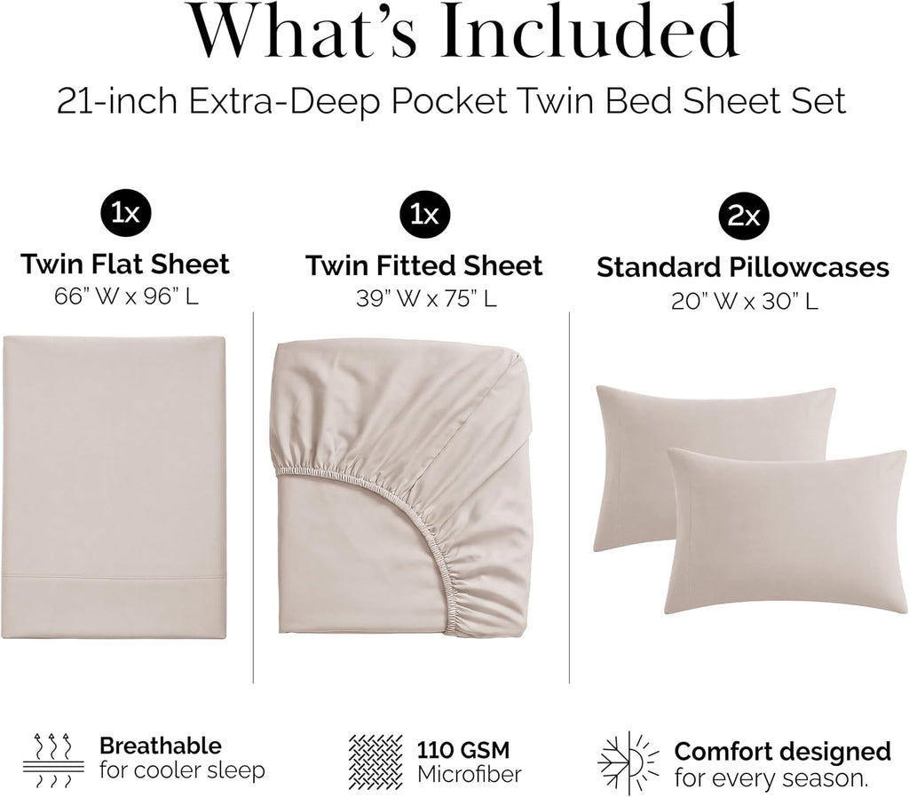 6 Piece Full Sheets Set 21 Inch Extra Deep Pocket Bed Sheets - Soft Microfiber Pet Hair Resistant Bedding Hotel