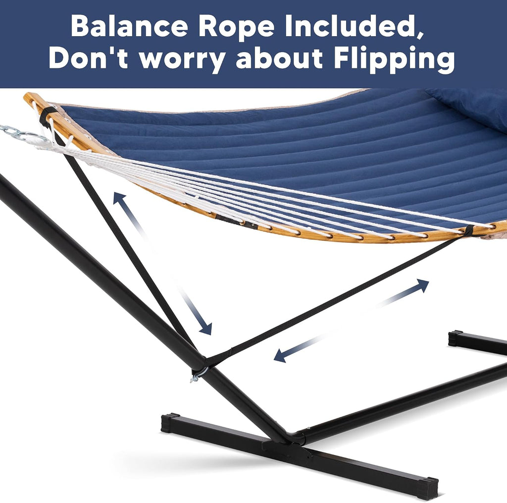 Portable Outdoor Hammock with Stand, Heavy Duty Hammock with Carrying Bag, Soft Pillow, Balance Ropes, Dark Blue |