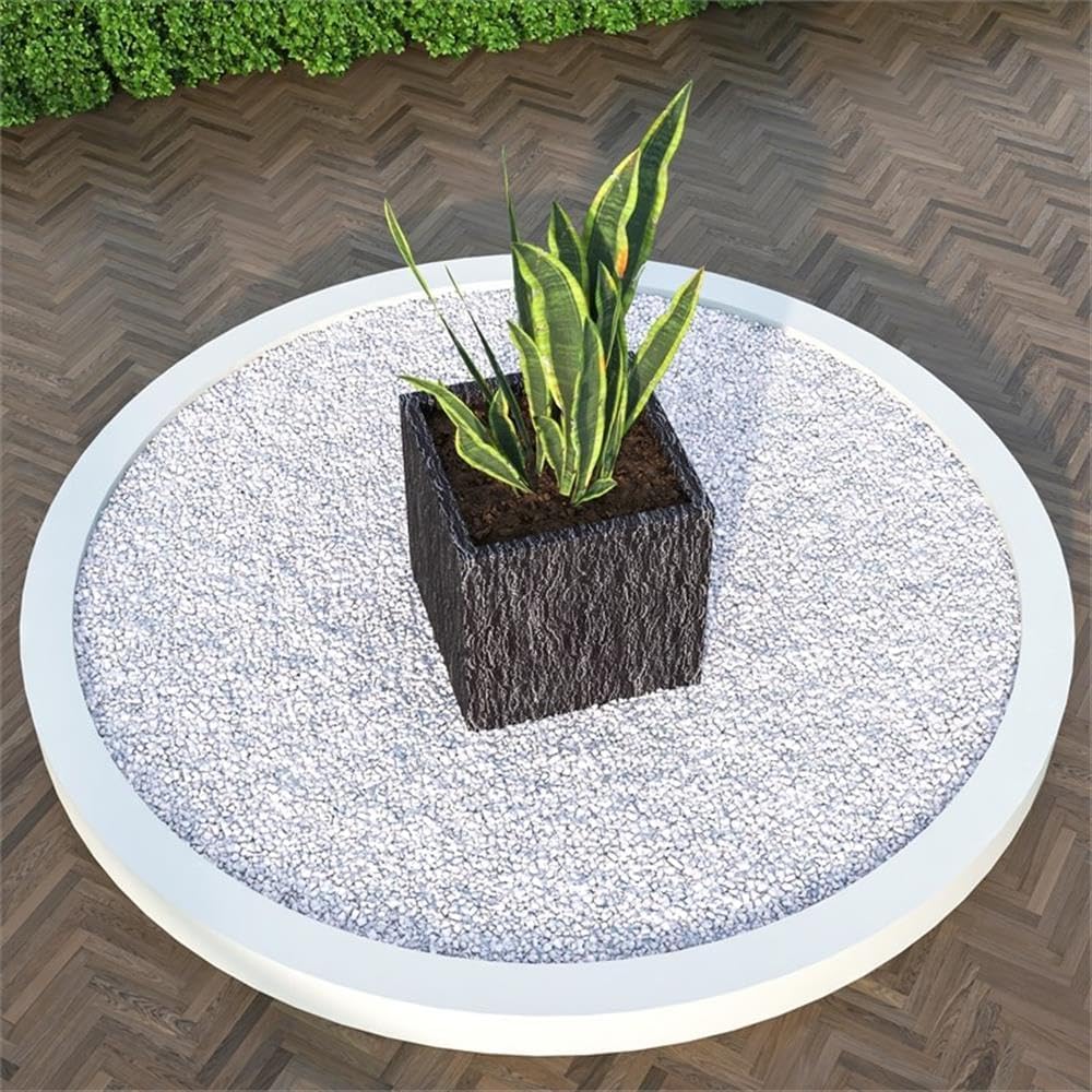 Verdura Mid-Century Modern Fiberstone and Clay Planter - Weather Resistant Square Planter Pot with Drainage Holes for