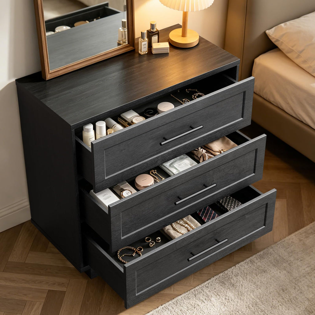 Modular Arched Coffee Bar with LED Lighting, Charging Station, Wooden Nightstand with 3 Drawers Set of 3, Modern